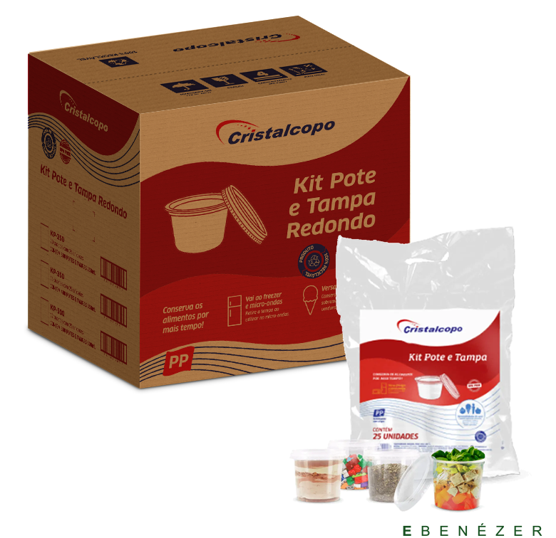 kit pote redondo com tampa 250ml cristalcopo 0019